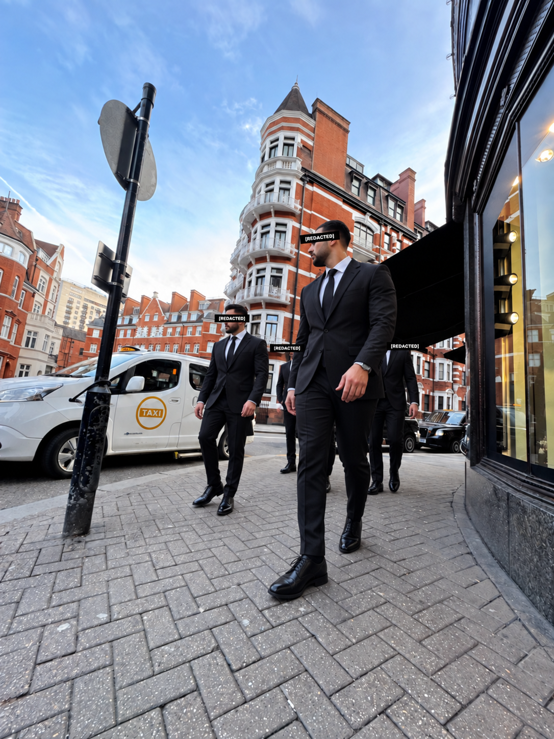 Close protection team supporting movement in London